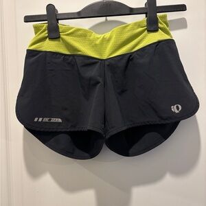 Pearl Izumi Women's Athletic Shorts in Black and Neon Yellow